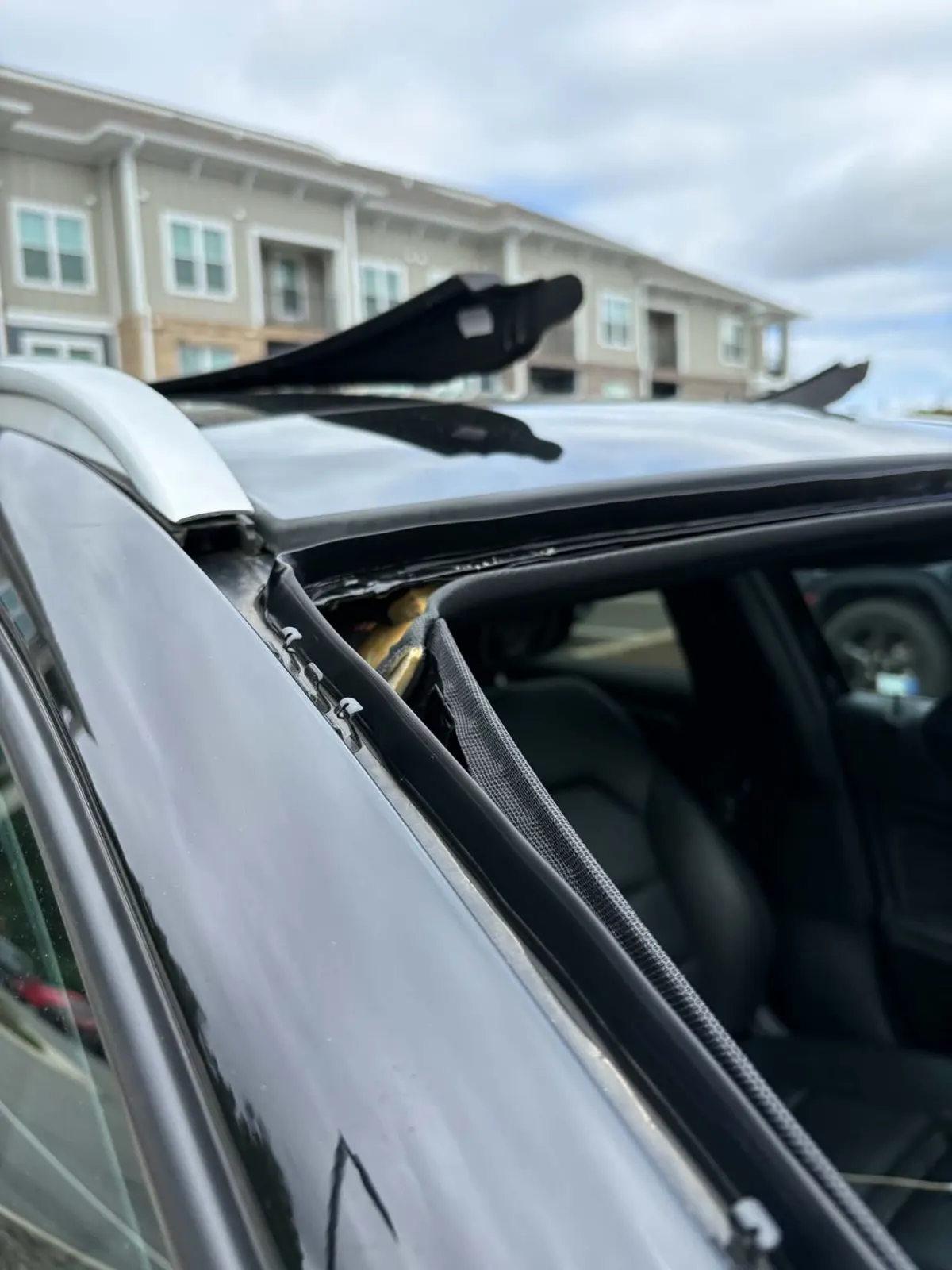 Vehicle windshield frame prepped for mobile windshield replacement in Hampton Roads